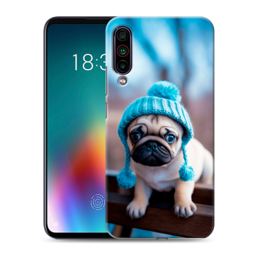 Силиконовый чехол на Meizu 16T с принтом Мопс в шапке