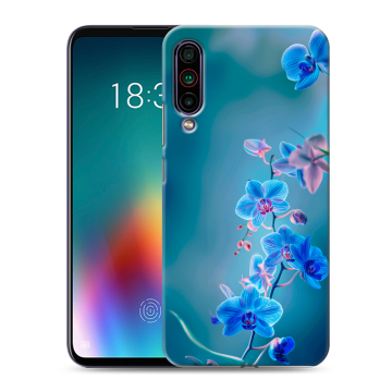 Силиконовый чехол на Meizu 16T с принтом Голубые цветы