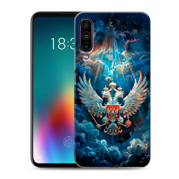 Силиконовый чехол на Meizu 16T с принтом Герб флаг России