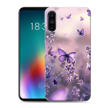 Силиконовый чехол на Meizu 16T с принтом бабочки и лаванда