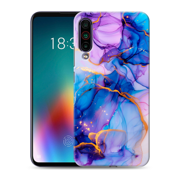 Силиконовый чехол на Meizu 16T с принтом синий мрамор