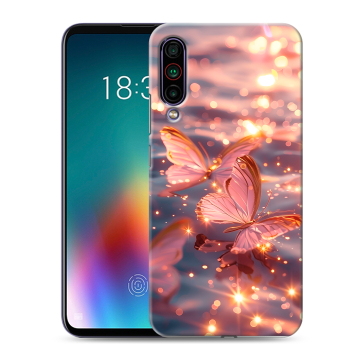 Силиконовый чехол на Meizu 16T с принтом бабочки розовые