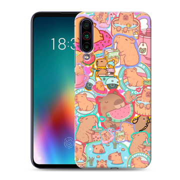 Силиконовый чехол на Meizu 16T с принтом капибары