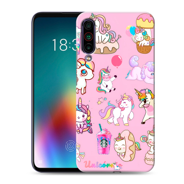 Силиконовый чехол на Meizu 16T с принтом розовые единороги