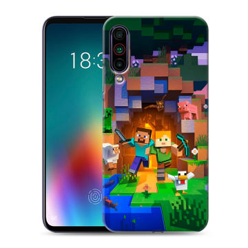 Силиконовый чехол на Meizu 16T с принтом Майнкрафт Minecraft