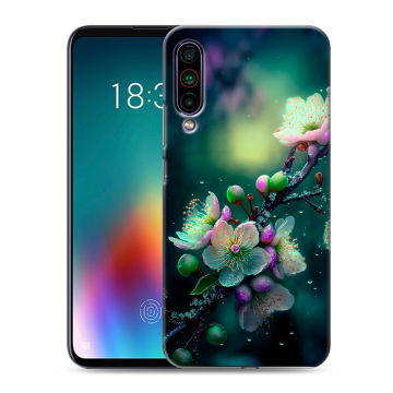 Силиконовый чехол на Meizu 16T с принтом Цветы и мрамор