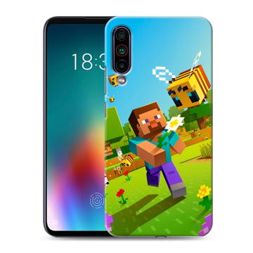 Силиконовый чехол на Meizu 16T с принтом Майнкрафт Minecraft