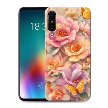 Силиконовый чехол на Meizu 16T с принтом Цветы и бабочки
