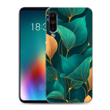 Силиконовый чехол на Meizu 16T с принтом Листья и золото