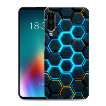 Силиконовый чехол на Meizu 16T с принтом Неоновые соты