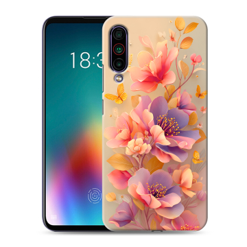 Силиконовый чехол на Meizu 16T с принтом Цветы и бабочки