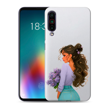 Силиконовый чехол на Meizu 16T с принтом девушка цветы