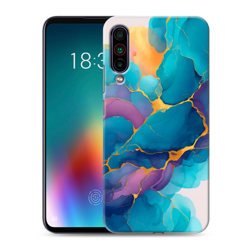 Силиконовый чехол на Meizu 16T с принтом Мрамор блестки