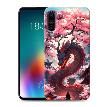 Силиконовый чехол на Meizu 16T с принтом Дракон Японский