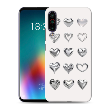Силиконовый чехол на Meizu 16T с принтом Y2K сердечки