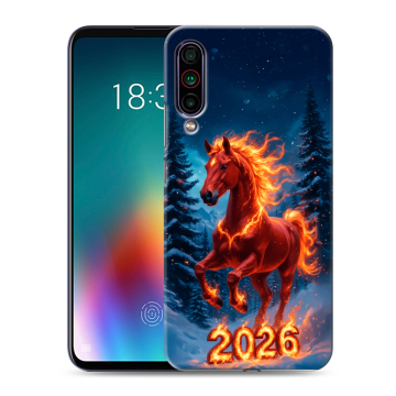 Силиконовый чехол на Meizu 16T с принтом Новый год коня