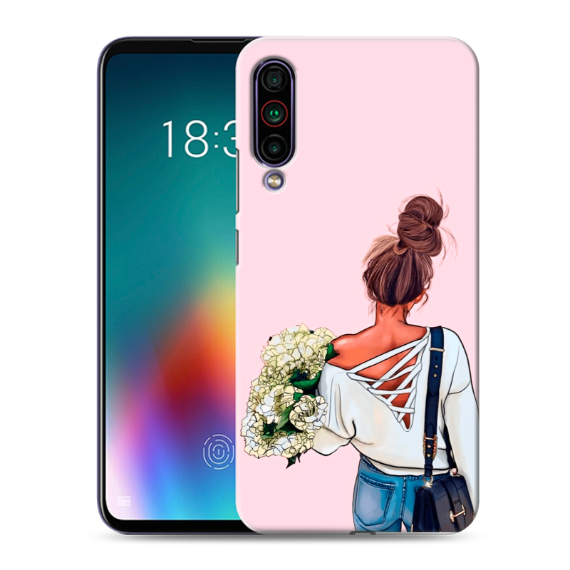Силиконовый чехол на Meizu 16T с принтом Девушка и букет Силиконовый чехол на Meizu 16T с принтом Девушка и букет