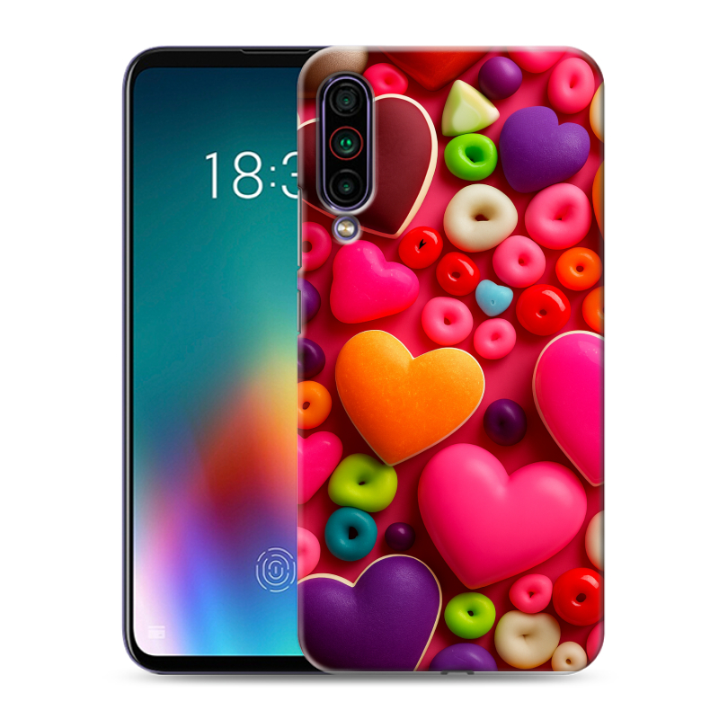 Силиконовый чехол на Meizu 16T с принтом Сердечки Силиконовый чехол на Meizu 16T с принтом Сердечки