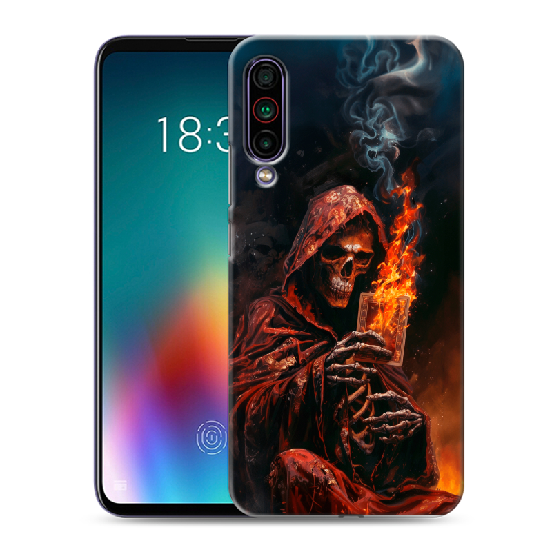 Силиконовый чехол на Meizu 16T с принтом Скелет и карты Силиконовый чехол на Meizu 16T с принтом Скелет и карты