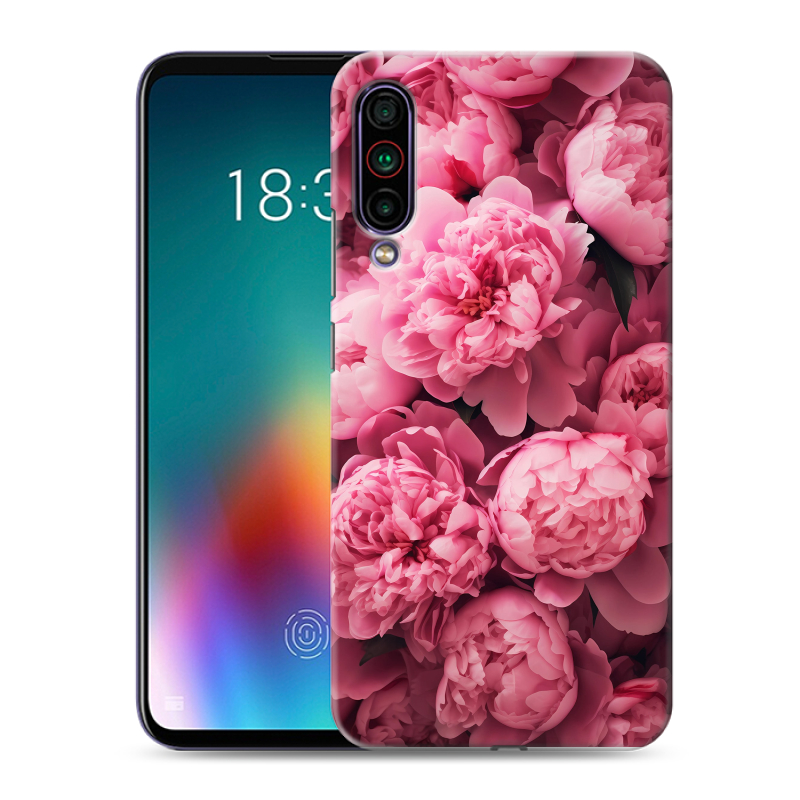 Силиконовый противоударный чехол на Meizu 16T с принтом цветы пионы Силиконовый противоударный чехол на Meizu 16T с принтом цветы пионы