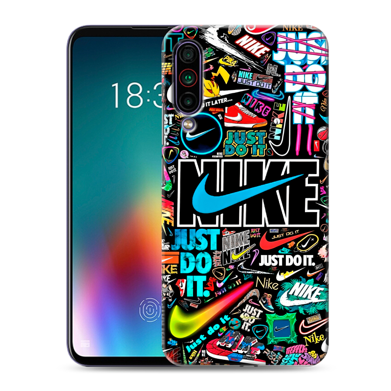 Силиконовый противоударный чехол на Meizu 16T с принтом найк nike черный Силиконовый противоударный чехол на Meizu 16T с принтом найк nike черный