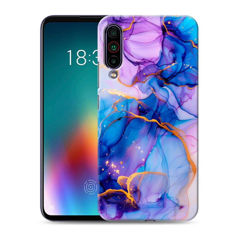 Силиконовый чехол на Meizu 16T с принтом синий мрамор Силиконовый чехол на Meizu 16T с принтом синий мрамор