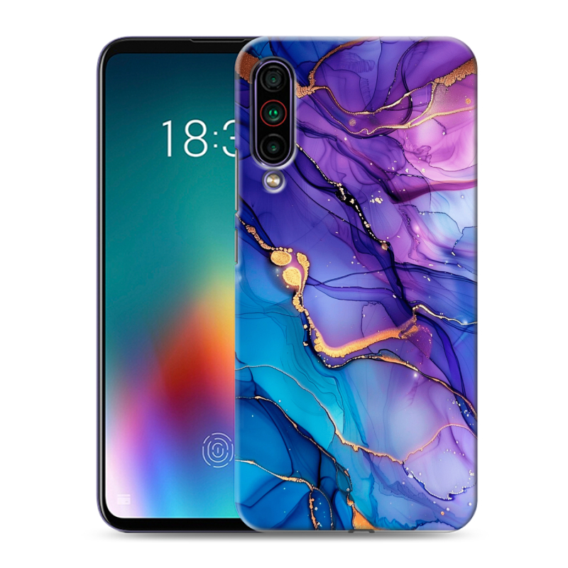 Силиконовый чехол на Meizu 16T с принтом синий мрамор Силиконовый чехол на Meizu 16T с принтом синий мрамор