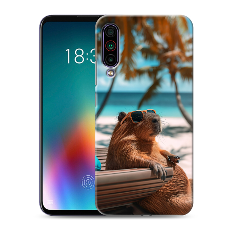 Силиконовый противоударный чехол на Meizu 16T с принтом Капибара Силиконовый противоударный чехол на Meizu 16T с принтом Капибара