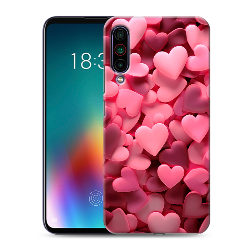 Силиконовый чехол на Meizu 16T с принтом розовые сердечки Силиконовый чехол на Meizu 16T с принтом розовые сердечки