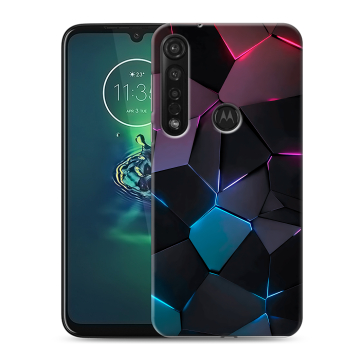 Силиконовый чехол на Motorola Moto G8 Plus с принтом Геометрия неона