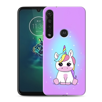 Силиконовый чехол на Motorola Moto G8 Plus с принтом Единорог