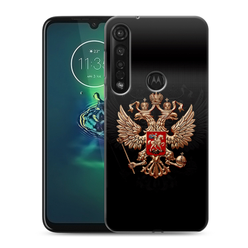 Силиконовый чехол на Motorola Moto G8 Plus с принтом Герб России