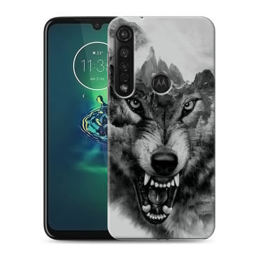 Силиконовый чехол на Motorola Moto G8 Plus с принтом Волк