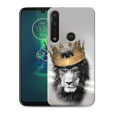 Силиконовый чехол на Motorola Moto G8 Plus с принтом Лев с короной