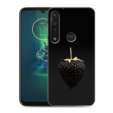 Силиконовый чехол на Motorola Moto G8 Plus с принтом Черная клубника