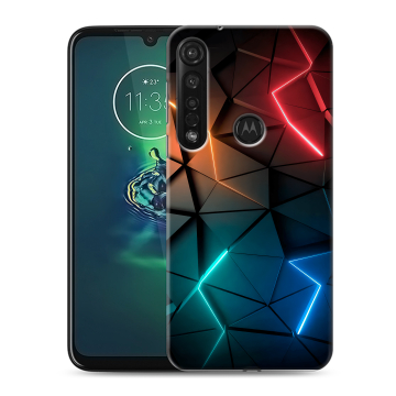 Силиконовый чехол на Motorola Moto G8 Plus с принтом Абстракция неон
