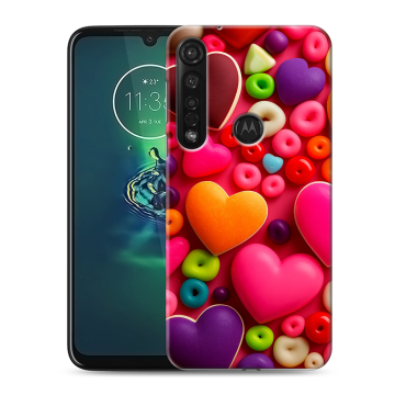 Силиконовый чехол на Motorola Moto G8 Plus с принтом Сердечки