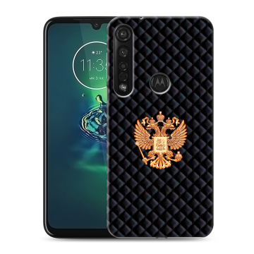 Силиконовый чехол на Motorola Moto G8 Plus с принтом Герб России принт