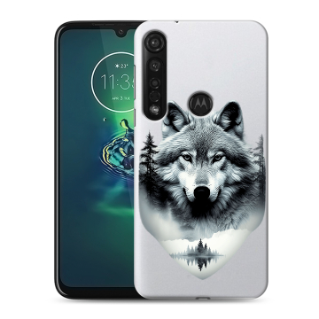 Силиконовый чехол на Motorola Moto G8 Plus с принтом Волк в лесу