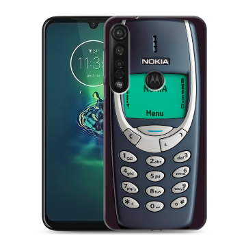 Силиконовый чехол на Motorola Moto G8 Plus с принтом Старый телефон