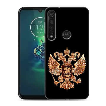 Силиконовый чехол на Motorola Moto G8 Plus с принтом Герб России золотой