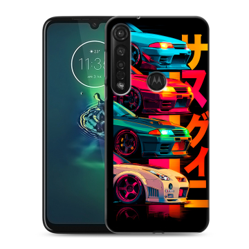 Силиконовый чехол на Motorola Moto G8 Plus с принтом Гоночные машины