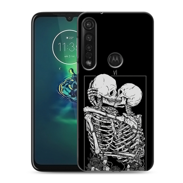 Силиконовый чехол на Motorola Moto G8 Plus с принтом Поцелуй скелетов