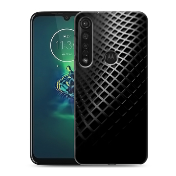 Силиконовый чехол на Motorola Moto G8 Plus с принтом Текстура металла