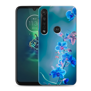 Силиконовый чехол на Motorola Moto G8 Plus с принтом Голубые цветы