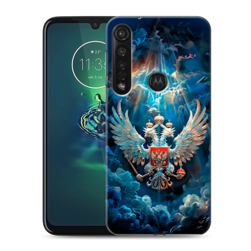 Силиконовый чехол на Motorola Moto G8 Plus с принтом Герб флаг России
