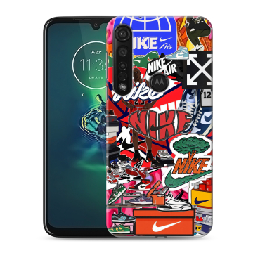 Силиконовый чехол на Motorola Moto G8 Plus с принтом Найк Nike яркий