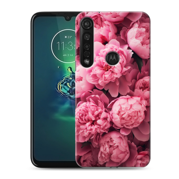 Силиконовый чехол на Motorola Moto G8 Plus с принтом цветы пионы