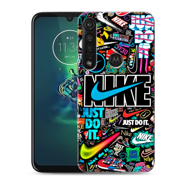 Силиконовый чехол на Motorola Moto G8 Plus с принтом найк nike черный