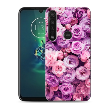 Силиконовый чехол на Motorola Moto G8 Plus с принтом лавандовые розы